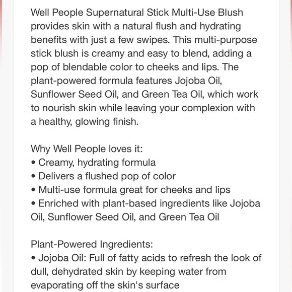 WELL PEOPLE Supernatural Stick Multi-Use Blush - Pomegranate, NEW - Picture 5 of 6